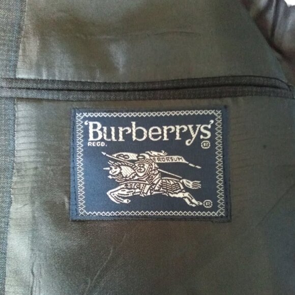 Burberry Vintage Wool Charcoal Gray Plaid 2 Piece Double Breasted Suit Size 41 - Picture 8 of 15